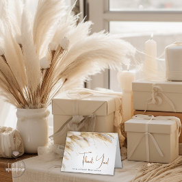 Cartão De Agradecimento Pampas Douradas Florais Rustic Elegant Bohemian