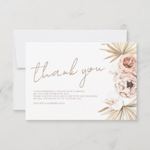 Cartão De Agradecimento Pampas Grass Boho Bohemian Obrigado Chá de fraldas