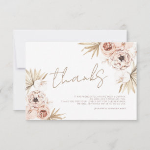 Cartão De Agradecimento Pampas Grass Boho Bohemian Obrigado Chá de fraldas