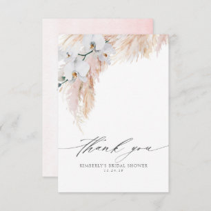 Cartão De Agradecimento Pampas Grass Floral Chá de panela Pequeno Obrigado