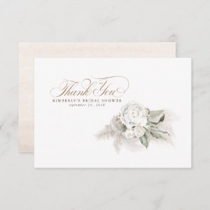 Cartão De Agradecimento Pampas Grass White Floral Elegante Obrigado