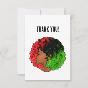 Cartão De Agradecimento Pan-africana menina mulher negra verde vermelho or