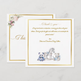 Cartão De Agradecimento Panda bebê personalizado com cavalo mecânico