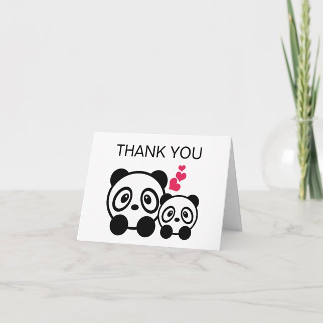 Cartão De Agradecimento Panda couple thank you card (Frente)