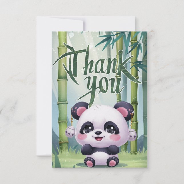 Cartão De Agradecimento Panda elegante (Frente)