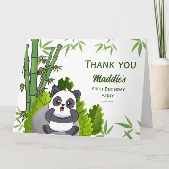 Cartão De Agradecimento Panda Kiddie (Aniversário de Cute Panda Kiddie) (Frente)