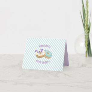Cartão De Agradecimento Panda Rosquinha Bakery Purple e Green