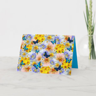 Cartão De Agradecimento Pansies Daisies E Borboletas