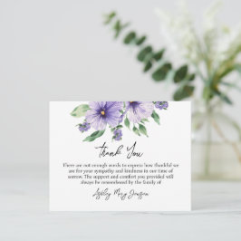 Cartão De Agradecimento Pansy Funeral Thank You Card Bereavement