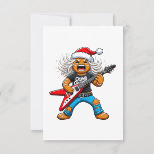 Cartão De Agradecimento Pão de Mel Rock Guitar Natal 2026 Feriado  
