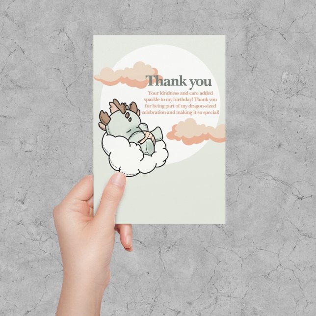 Cartão De Agradecimento Pão Verde Laranja Turvo Cuz Sono Dragão Bebê (Criador carregado)