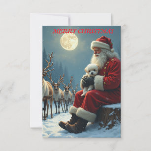 Cartão De Agradecimento papai noel e seu cachorrinho