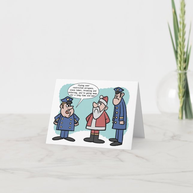 Cartão De Agradecimento Papai Noel em Trouble (Frente)