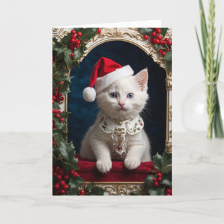 Cartão De Agradecimento Papai Noel Gatinho
