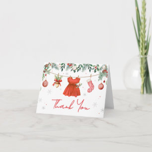 Cartão De Agradecimento Papai noel Vermelho Chá de fraldas de Natal