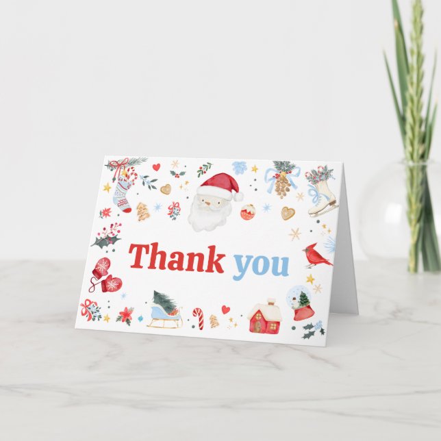 Cartão De Agradecimento Papais noeis azuis Chá de fraldas (Frente)