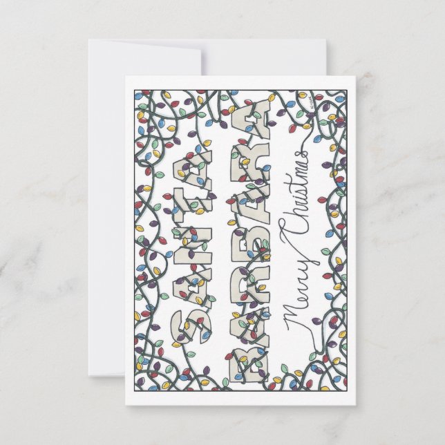 Cartão De Agradecimento Papais noeis Barbara Christmas Lights (Frente)