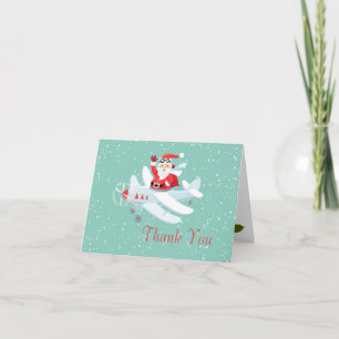 Cartão De Agradecimento Papais noeis de estilo Vintage - Natal piloto - Ob