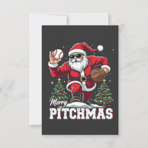 Cartão De Agradecimento Papais noeis de Natal de Pitchmas felizes Baseball
