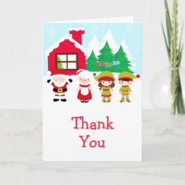 Cartão De Agradecimento Papais noeis de Natal, Esposa e Elves Obrigado