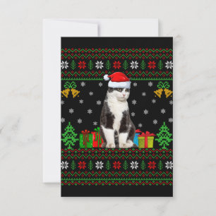 Cartão De Agradecimento Papais noeis de Natal Feio de Gato