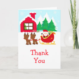 Cartão De Agradecimento Papais noeis de Natal Sleigh e Reindeer Feliz Nata