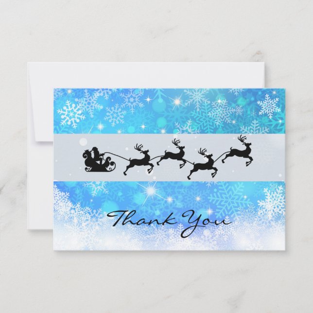 Cartão De Agradecimento Papais noeis e sua Reindeer Voadora Silhouette Nat (Frente)