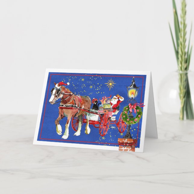 Cartão De Agradecimento Papais noeis Horse Scottish Cat Foled Christmas Ca (Frente)