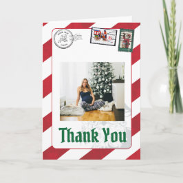 Cartão De Agradecimento Papais noeis - Letra PostmarkNorth Pole Reindeer F