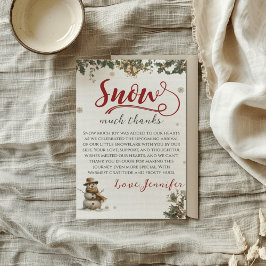 Cartão De Agradecimento Papais noeis Natal Bebê Neve Muitos Obrigados Chá 