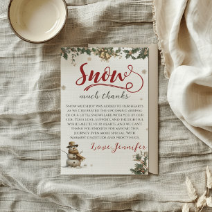 Cartão De Agradecimento Papais noeis Natal Bebê Neve Muitos Obrigados Chá