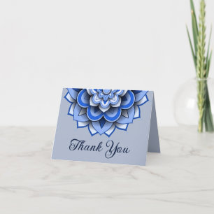 Cartão De Agradecimento Papel Azul Moderno corta Mandala Obrigado