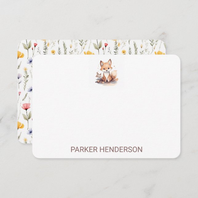 Cartão De Agradecimento Papel de Carta das Crianças de Fox em Cáudia (Frente/Verso)