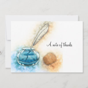 Cartão De Agradecimento Papel de Carta Inkwell e Feather Quill