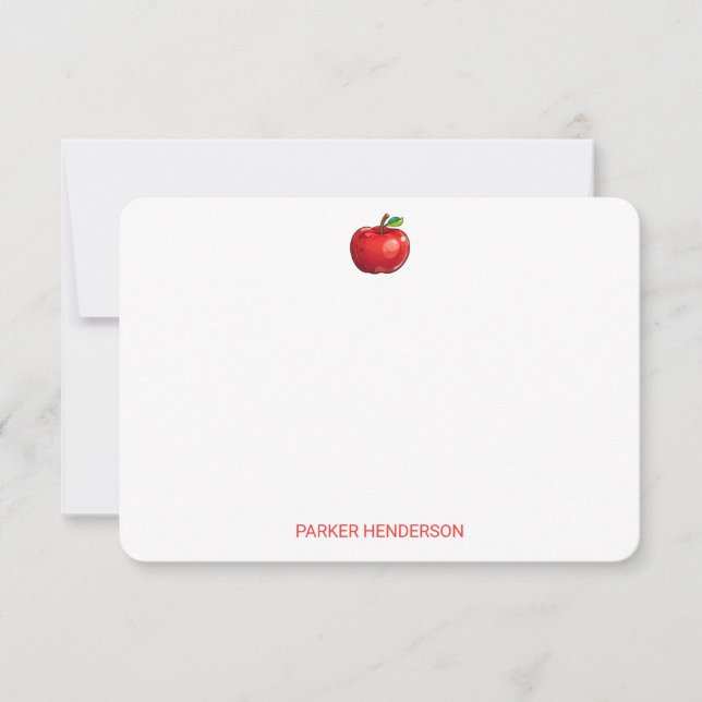 Cartão De Agradecimento Papel de Carta Personalizada da Apple Vermelha (Frente)