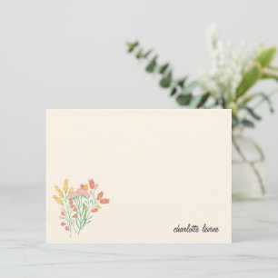Cartão De Agradecimento Papel de Carta Personalizado Simples Floral de Flo