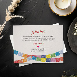 Cartão De Agradecimento Papel Picado Elegant Colorful Boda Spanish Wedding
