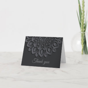 Cartão De Agradecimento Papel Preto Formal Cortar Mandala