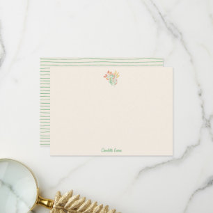 Cartão De Agradecimento Papel Timbrado Flor Silvestre Nome Personalizado L