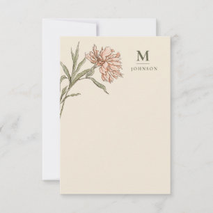 Cartão De Agradecimento Papel Timbrado Floral Botânico Vintage Personaliza