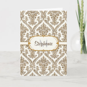 Cartão De Agradecimento Papelaria com Estampa Floral Damasco Brilho de Our