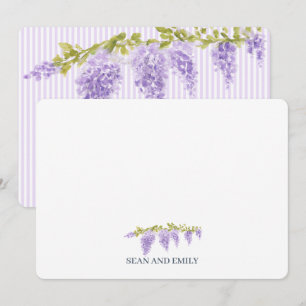 Cartão De Agradecimento Papelaria de Estação de Pintura de Flor de Wisteri