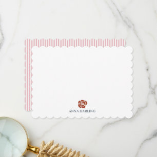 Cartão De Agradecimento Papelaria de pintura de rosa de nome personalizado