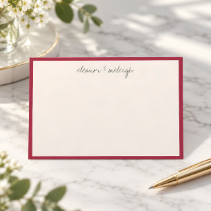 Cartão De Agradecimento Papelaria de Rascunho Manuscrito com Borda Vermelh