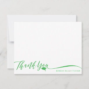 Cartão De Agradecimento Papelaria Elegante de Formatura em Verde Brilhante