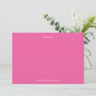 Cartão De Agradecimento Papelaria Elegante Nome Personalizado Rosa Quente