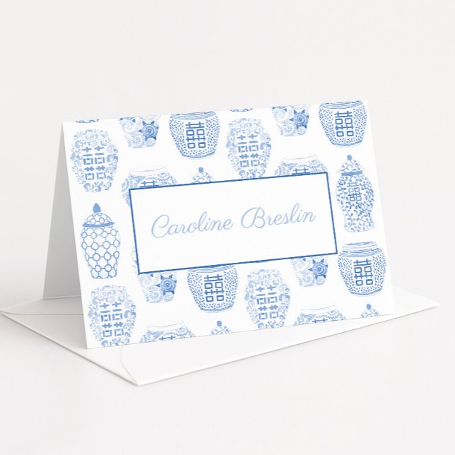 Cartão De Agradecimento Papelaria Jarra de Gengibre Personalizada Com Nome (Hand painted in watercolor ginger jar thank you card or personal stationery)