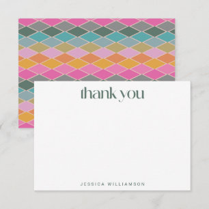 Cartão De Agradecimento Papelaria Moderna Geométrica com Nome Personalizad