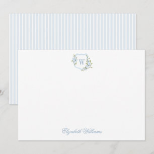 Cartão De Agradecimento Papelaria Personalizada Bebê com Brasão Floral Azu