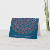 Papelaria Personalizada Boho Floral Mandala Azul